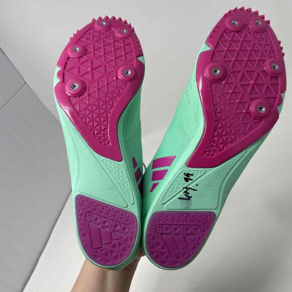 Adidas Adizero Distancestar Track Shoes Mens 11.5 GV9078 Mint Green Pink NEW - Picture 8 of 8